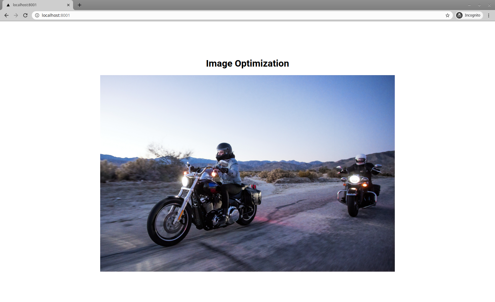 next.js displaying an example image